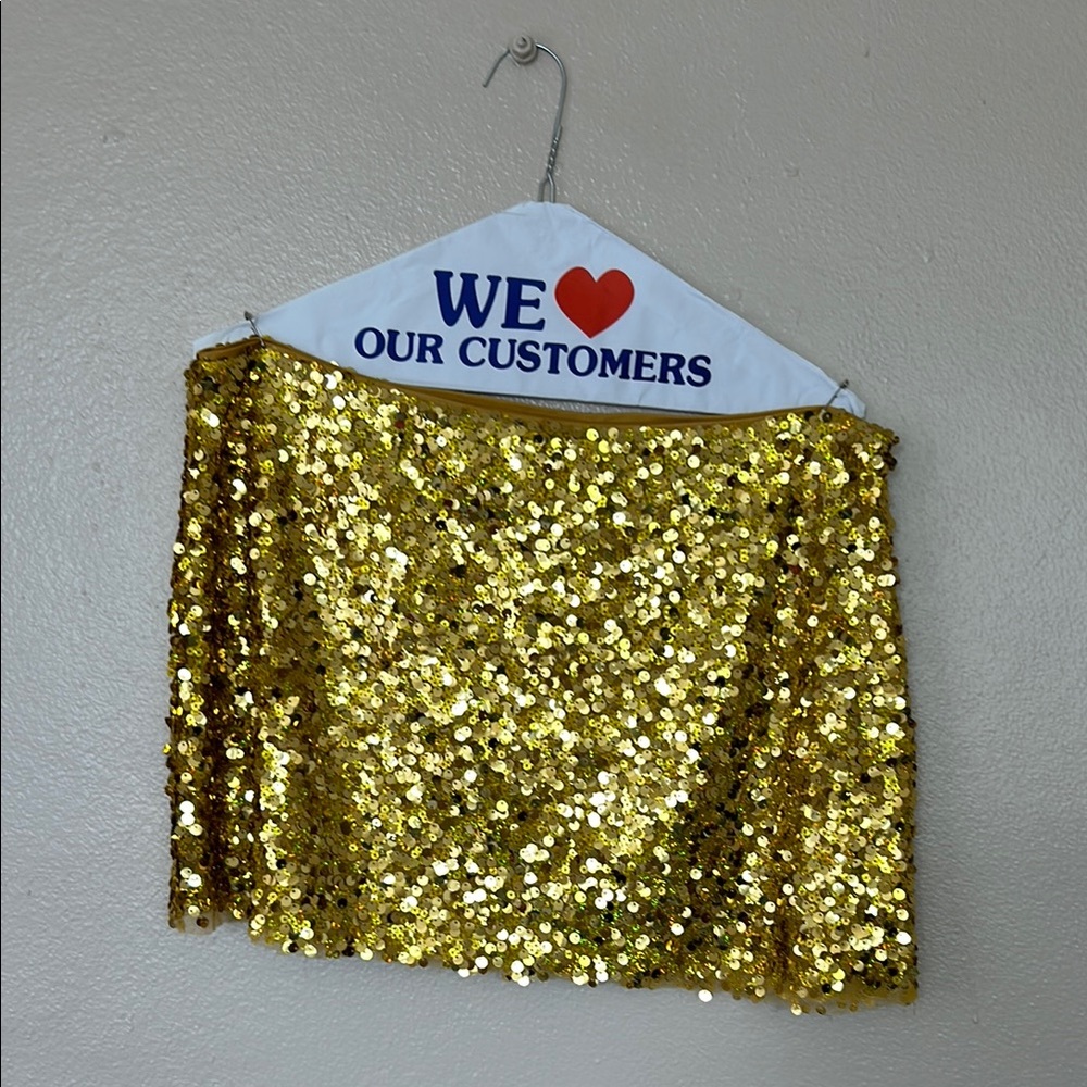 Urban Outfitters Gold Sequin Mini Skirt